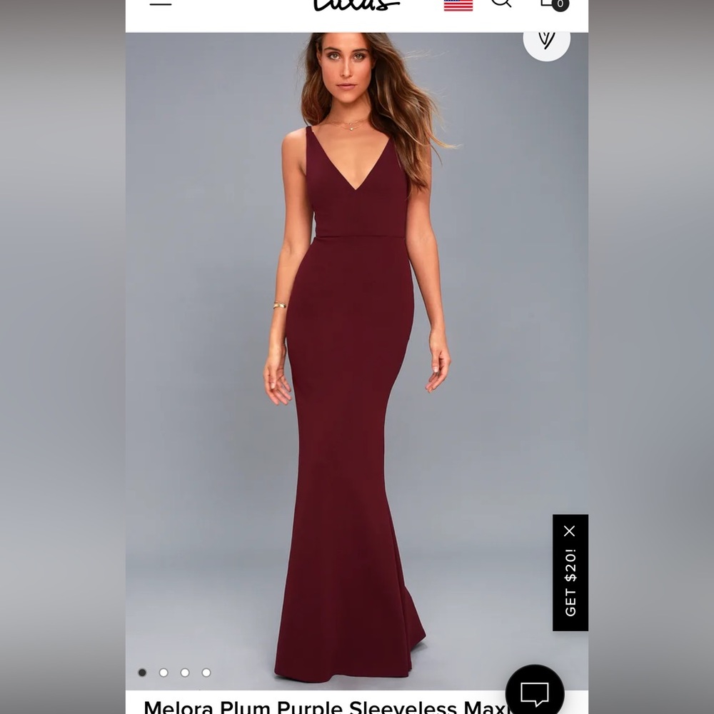 Lulus plum/burgundy maxi dress size medium